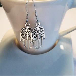 Sterling Silver Hand of Fatima Earrings
